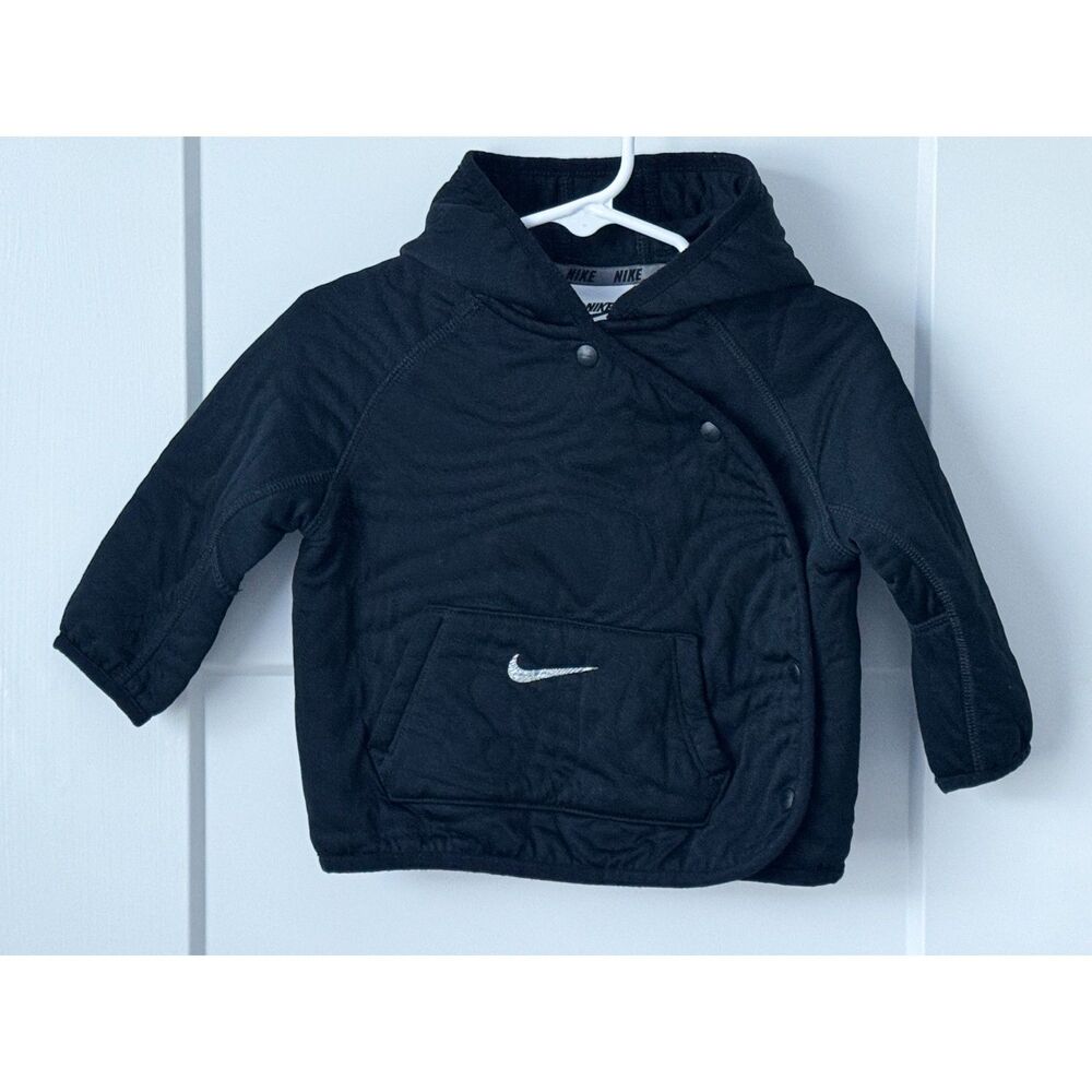 Nike Baby ReadySet Quilted Asymmetrical Snap Jacket - Black (Size 18M)